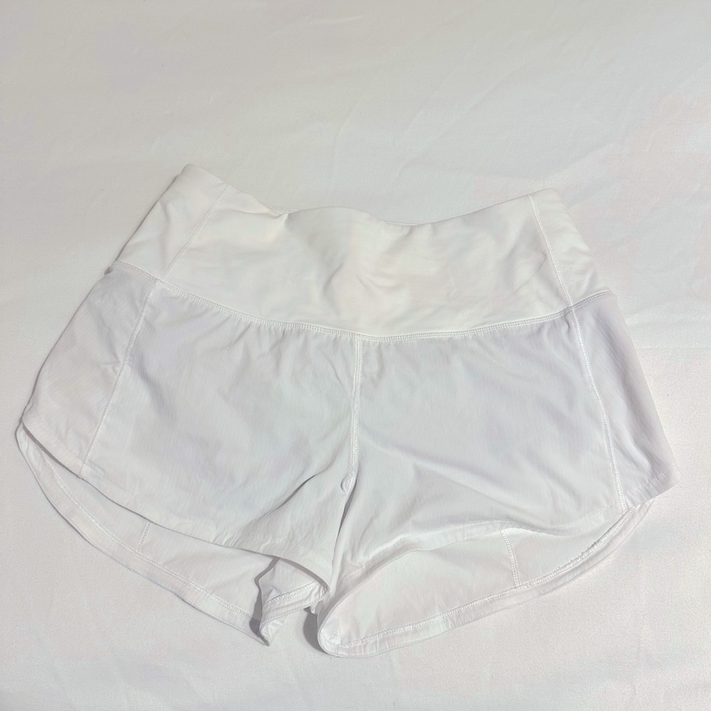 White high-rise Lululemon shorts